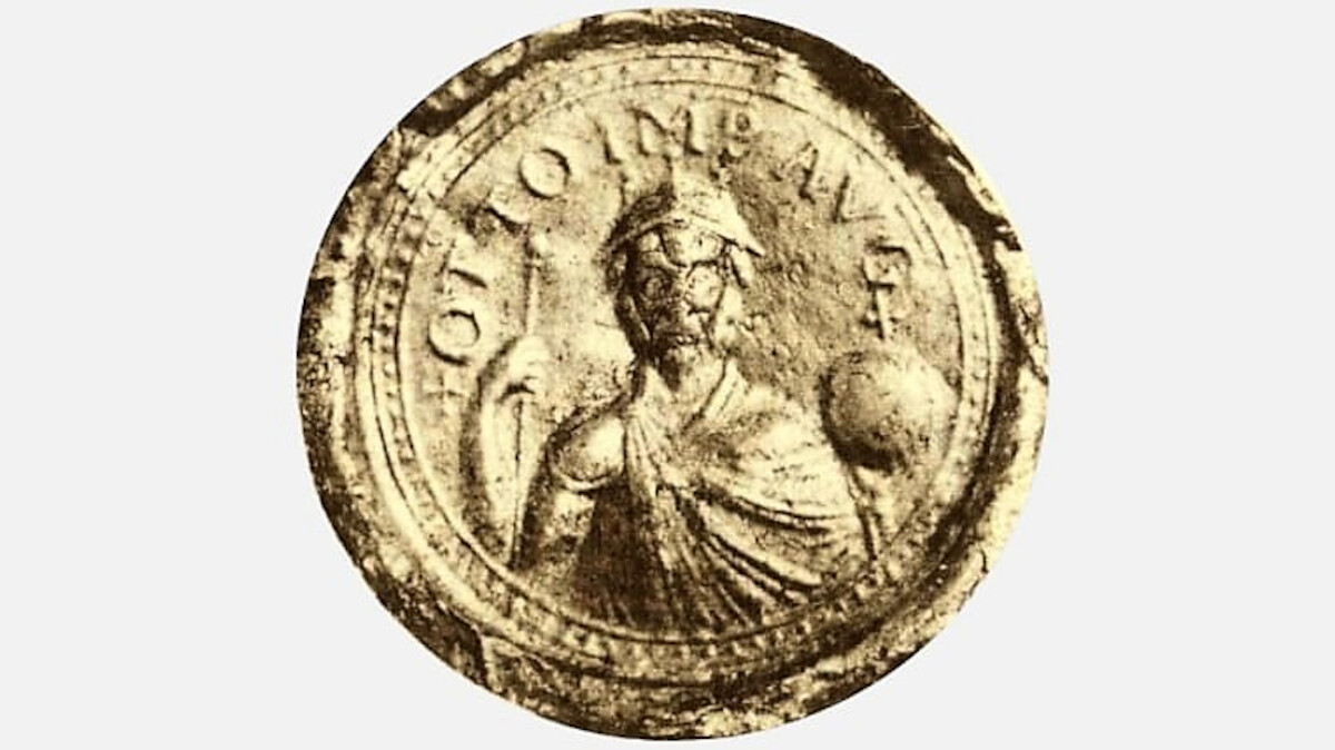 Pieczęć cesarza Ottona I Wielkiego. Źródło: <a href='https://en.wikipedia.org/wiki/Otto_I,_Holy_Roman_Emperor#/media/File:Siegel_Otto_I_Posse.JPG' rel='noopener'>domena publiczna</a>.