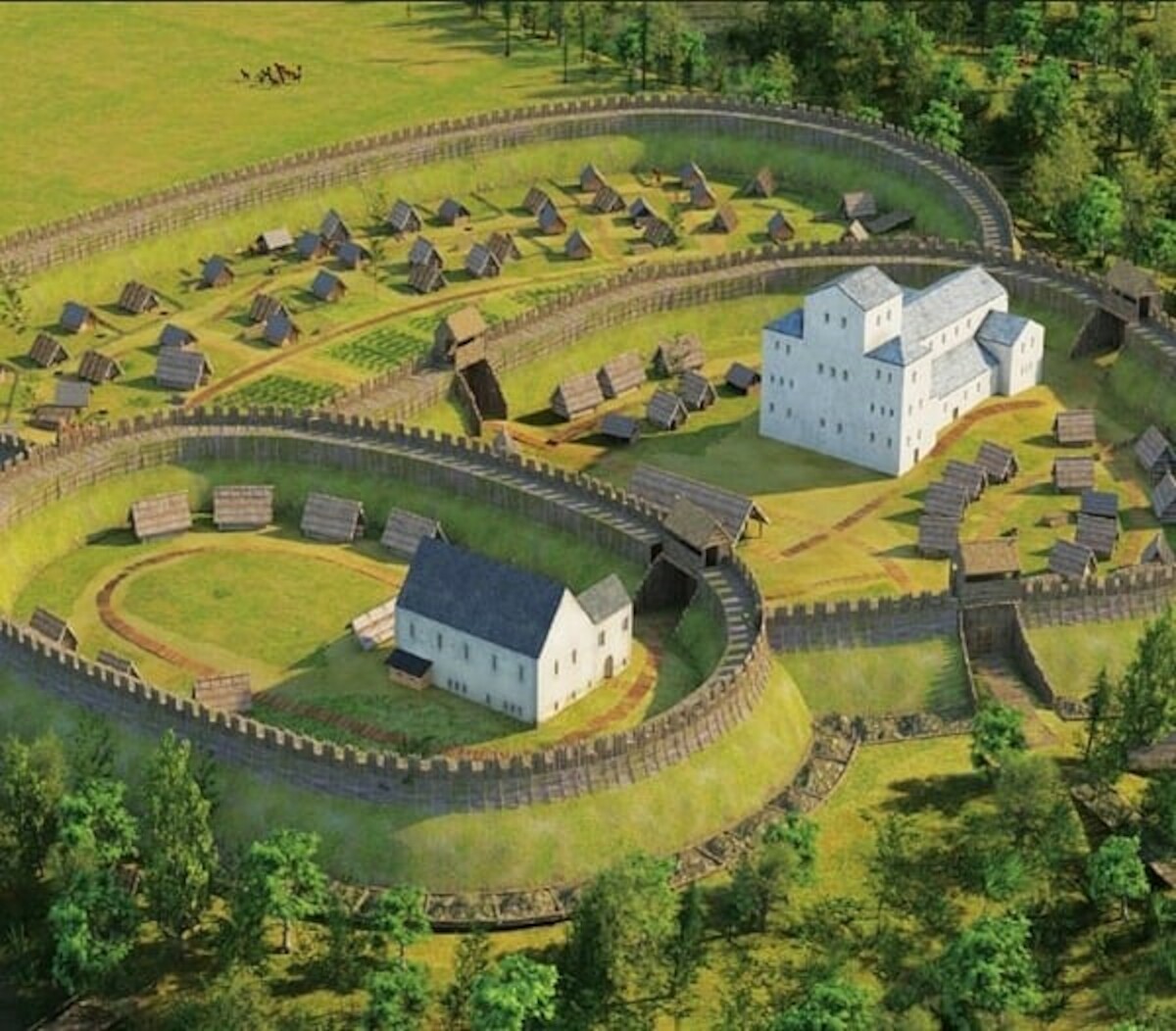 Gród poznański w XI w. Źródło: Bolesław Chrobry z Poznania po włądzę. Tom 2, red. Agnieszka Stempin, Poznań 2025, s. 52.